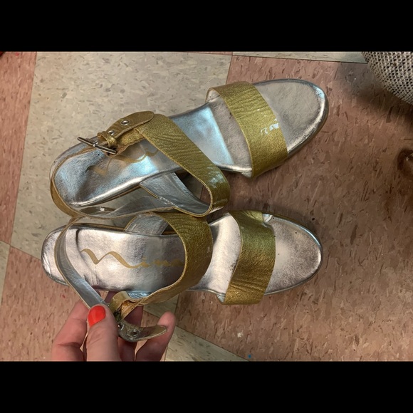 Gold Nina Wedge Heels - Picture 2 of 3
